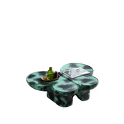 Modern Coffee Table Faux Travertine Textured for Livingroom/Office,Green + Black