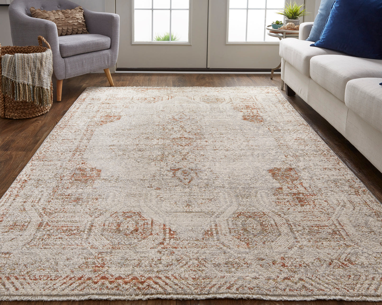 Kaia Transitional Distressed, Tan/Ivory/Orange