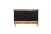 Queen Size Wood Bed with Piano Key Style Upholstered Headboard , Wood Bed with Strengthened Bed Frame ,Wheat (old sku:W504S00257)