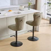 A&A Furniture,Aged and Retro PU Swivel Barstools Adjusatble Seat Height from 26-33 Inch, Modern Bar Stools with Backs Comfortable Tufted for Home Pub and Kitchen Island (Olive Green,Set of 2)