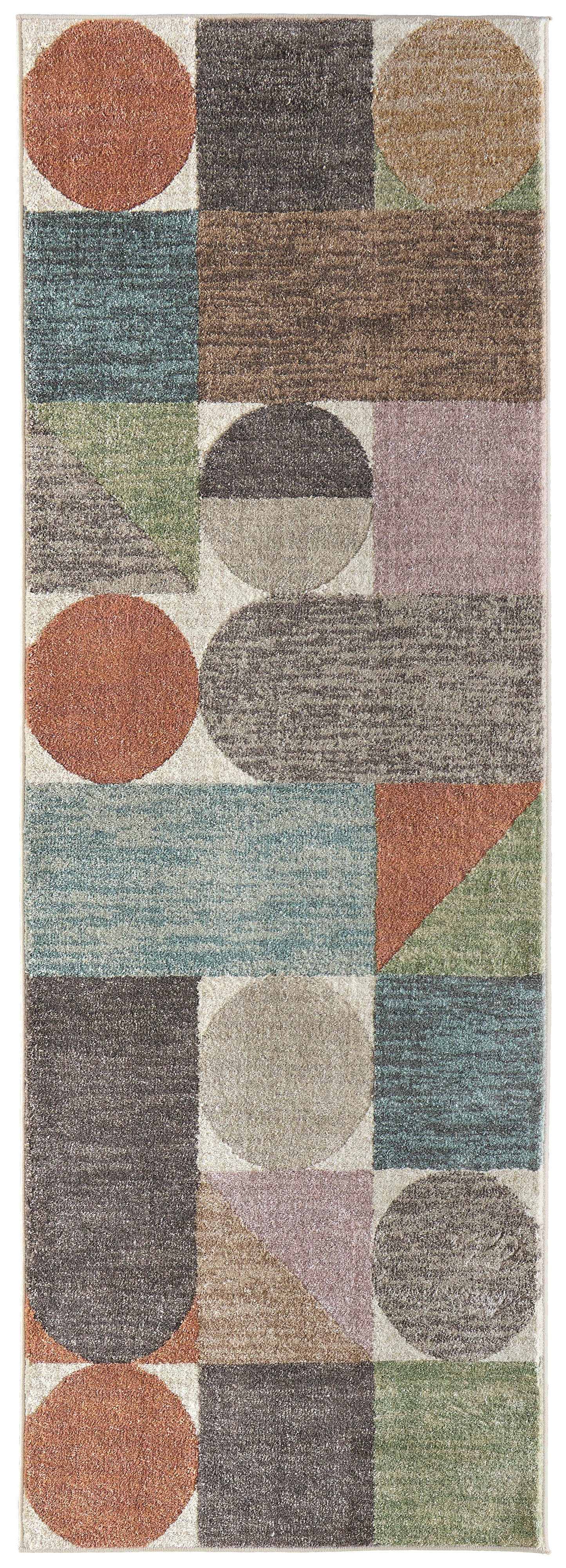 Eden Modern Color Block, Ivory/Brown/Blue