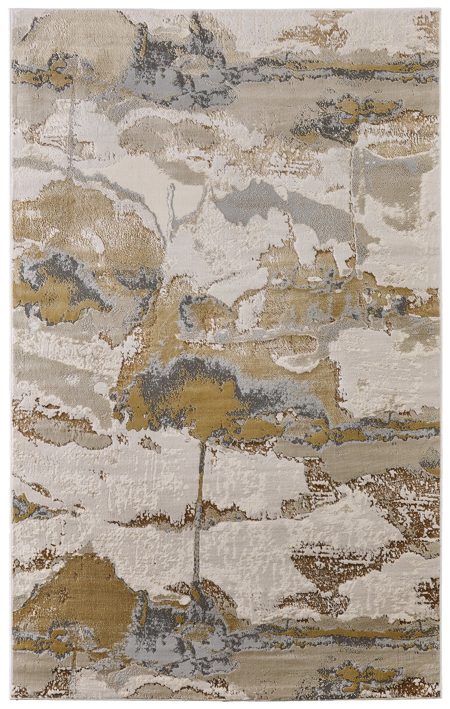 Aura Modern Watercolor, Gray/Ivory/Gold