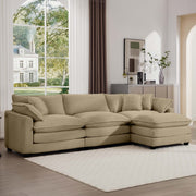 Modern Oversized Modular Cushion Sofa With Ottoman, Low Back, Deep Seating Sofa Set