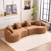 Compression Sponge Sofa Orange Curved Modular Sectional, 30D High-Density Chenille Sleeper Couch for Apartment, Living Room,110'L