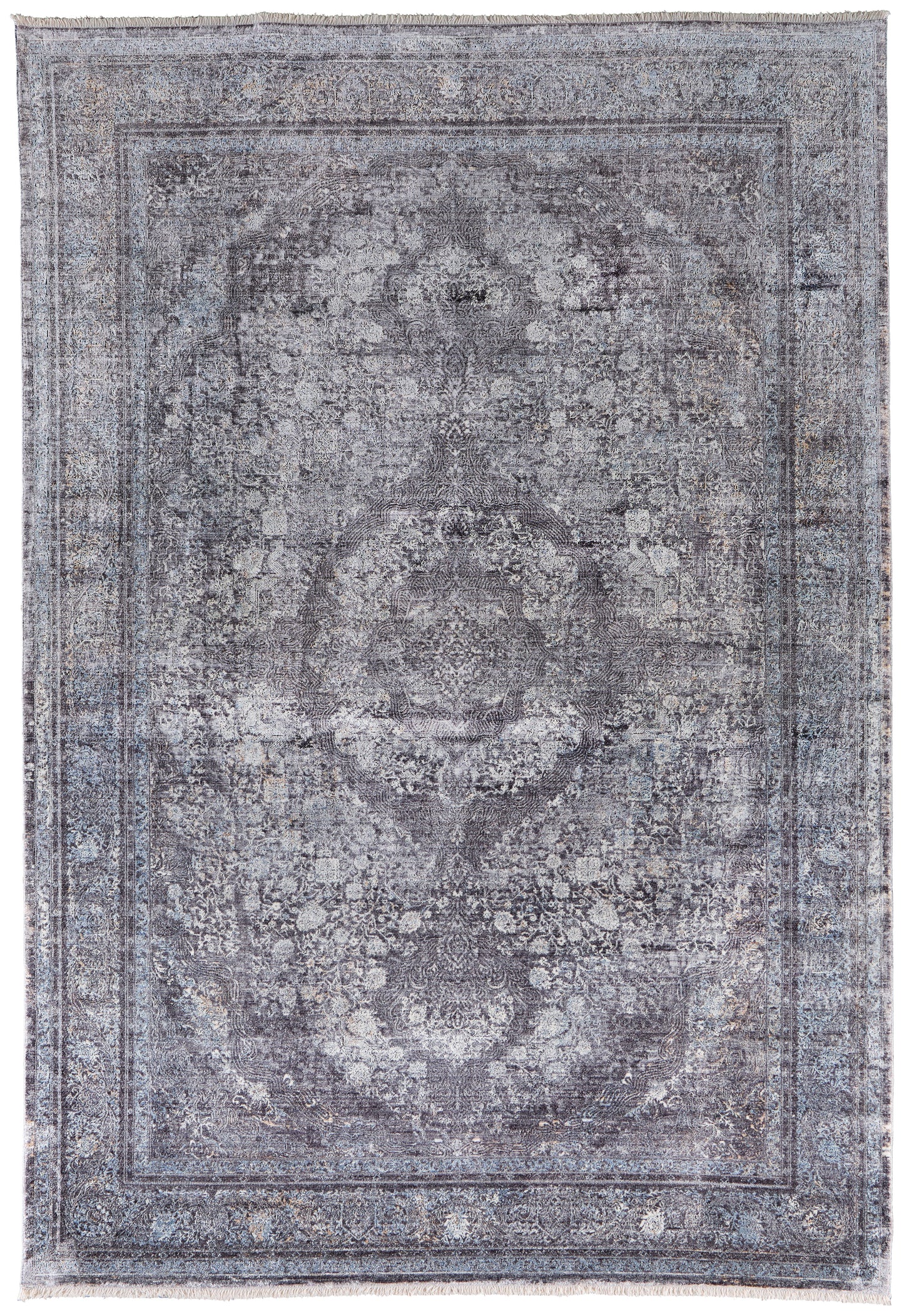 Sarrant Transitional Medallion, Gray/Silver/Ivory