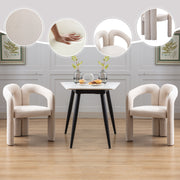 Contemporary Designed Velvet Fabric Upholstered Accent/Dining Chair /Barrel Side Chairs Kitchen Armchair for Living Room set of 2 (Beige Velvet)