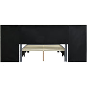 Queen Size Upholstered Platform Bed with Big Headboard, Bedroom Furniture, Velvet, Gray
