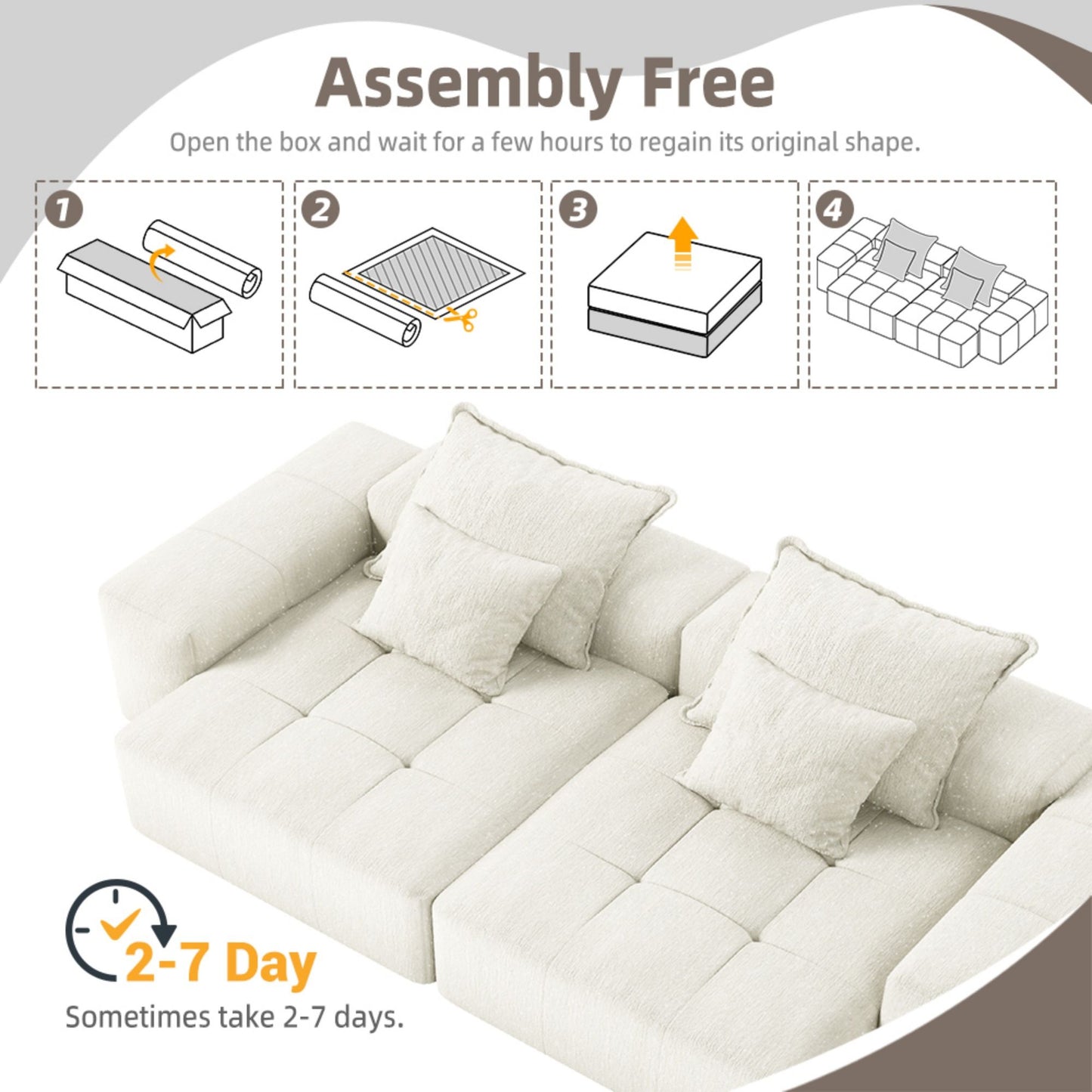 Modern Oversized Diy Combination Modular Sectional Sofa With Pillows