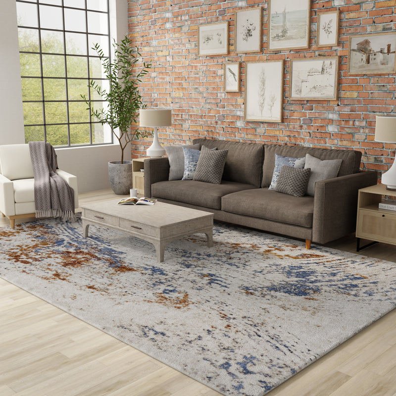 Gilmore Modern Abstract, Ivory/Blue/Orange