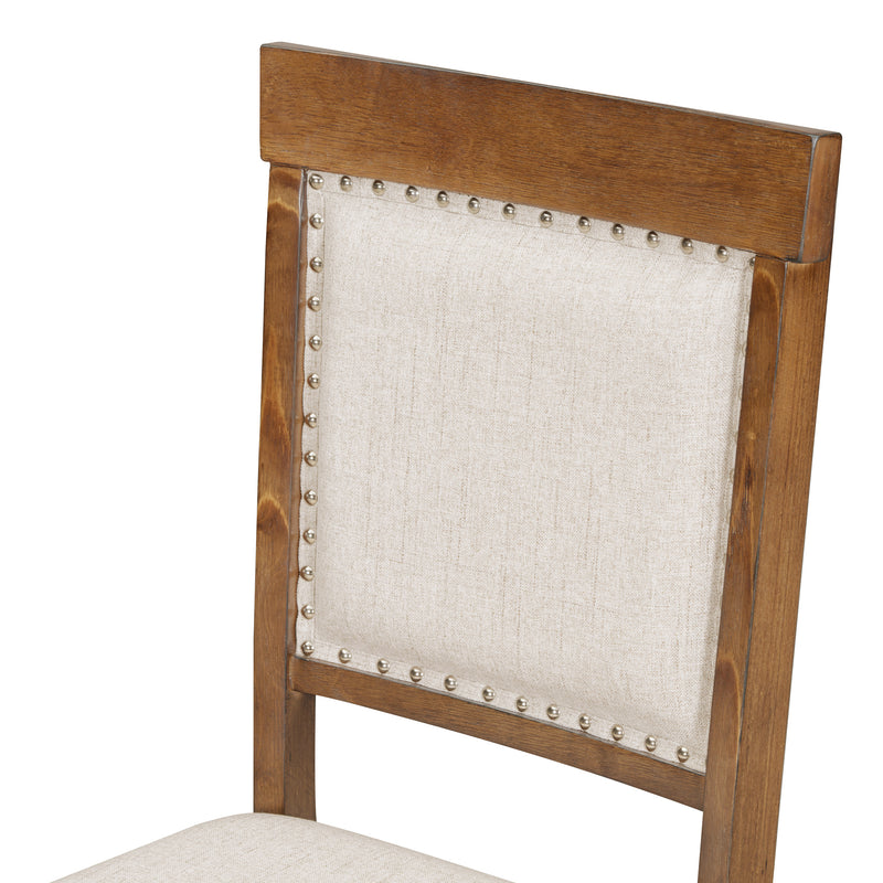 TREXM 5-Piece Retro Functional Dining Set, 1 Extendable Table with a 16-inch Leaf and 4 Upholstered Chairs for Dining Room and Kitchen (Walnut)