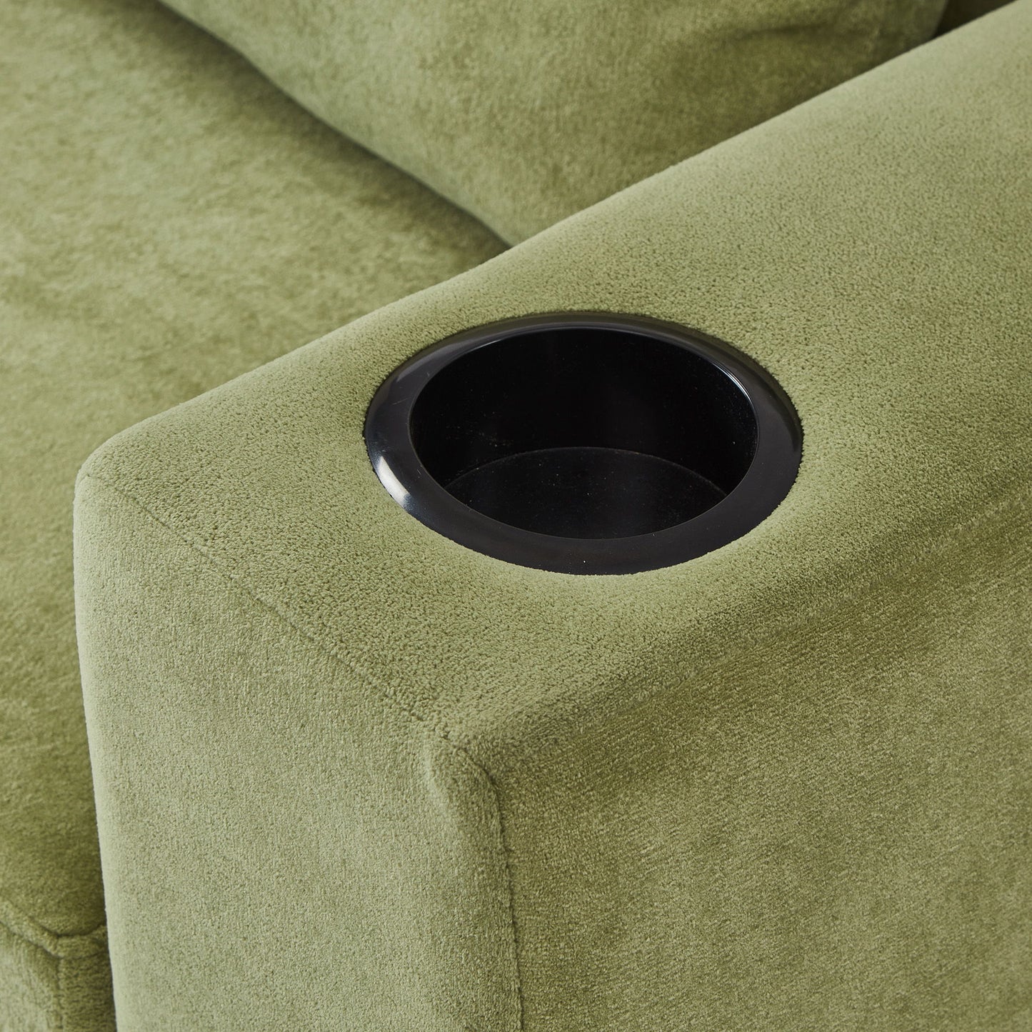 Modern Style Armchair Chaise Lounge Sofa Couch With Movable Storage Ottoman, USB Ports, Cup Holders, Phone Holder, Side Pockets