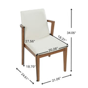 5-Piece Indoor Dining Set with Oval MDF Table and Beige PU Arm Chairs in Walnut Brown Finish