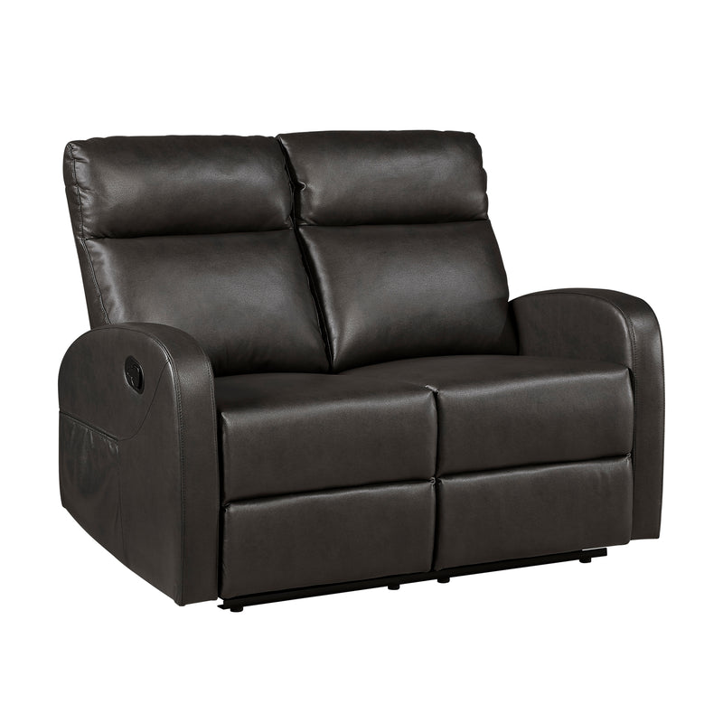 Reclining Sofa Set 2pc Espresso Faux Leather Sofa Loveseat with Side Pockets Plush Foam Comfort Modern Wall-Hugger Design Living Room Furniture