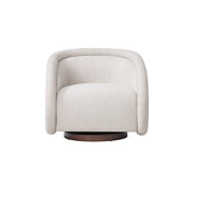 Sabbo Beige Bouclé Swivel Chair with Walnut-Finished Solid Wood Base