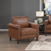 Sofa Set 3pc Sofa Loveseat Chair Chocolate Faux Leather Upholstered Nailhead Trim Plywood Frame Traditional Living Room Furniture