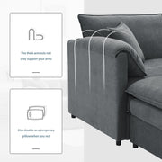 Modular Sectional With Deep And Wide Seat, Cloud Couch Set With Double Cushions Sofa With Movable Ottoman