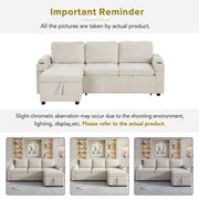Convertible L Shaped Sofa Couch With Storage, Cup Holders, USB Ports