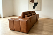 Boneless Couches for Living Room, Brown Faux Leather Cloud Sectional Couches with Chaise, Deep Seat L Shaped Modular Sofa, No Assembly Required Sofas in a Box (Left,Faux Leather,Brown)