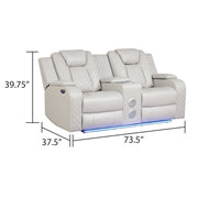 BENZ LED & Power Reclining Loveseat Made With Faux Leather in Ice