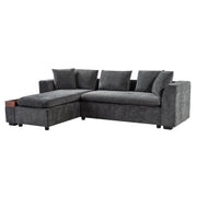 Modern L Shaped Sectional Sofa With Upholstery And Wooden Storage