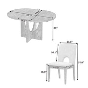 TOPMAX Modern 5-Piece Extendable Round Dining Table Set with 16.2inch Removable Leaf for Small Places, Walnut(old sku:SP000062)