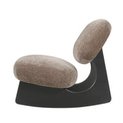 Modern Curved Hollow Base Rocking Accent Chair, Soft Textured Chenille Upholstered Armless Rocker Lounge Chair, Unique Sculptural Rocking Chair for Living Room Bedroom Nursery