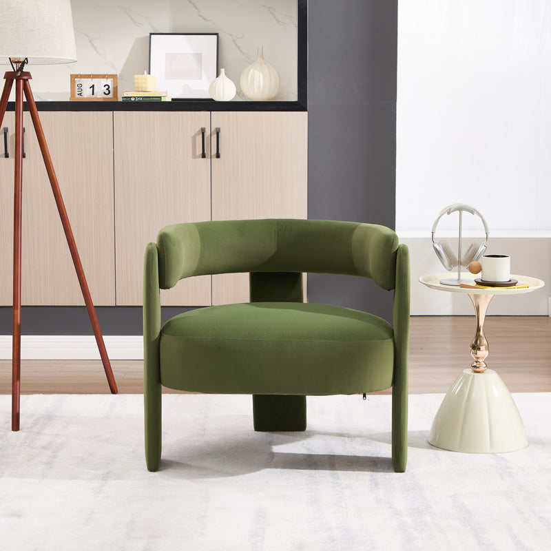 Accent Chair for Living Room, Velvet Comfy Single Sofa Chair Mid-Century Modern Armchair Wooden Legs for Bedroom Office Reading