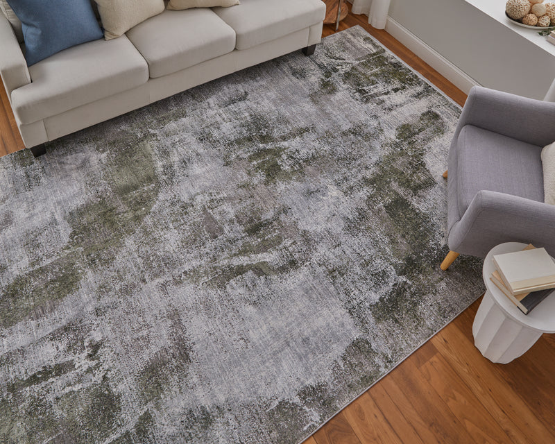Cadiz Modern Ikat, Gray/Green/Silver