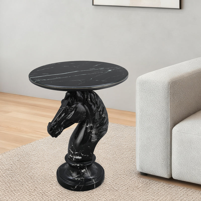 Horse Head Accent Table Animal Statue End Tables Livingroom, Black