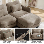 Chenille Supportive Three-Seater Sofa with Exquisite Waist Pillow,Ergonomic Curve Design, Easy to Assemble Modular Couch for Living Room Office, Coffee