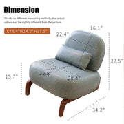 Cute Accent Chair with Solid Wood Legs, Faux Leather Living Room Chair with Soft Cushion, Cozy Bedroom Chair, Comfy Armless Reading Chair for Apartment, Waiting Room, Balcony (Blue)