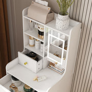 3 In 1 Dressing Table With LED Mirror & Storage Stool, Compact Makeup Vanity - White