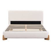 Elegant Boucle Upholstered Bed, A Luxurious and Comfortable Bedroom Centerpiece, Full Size, White