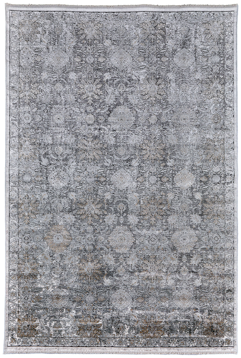 Sarrant Transitional Damask, Gray/Silver/Tan