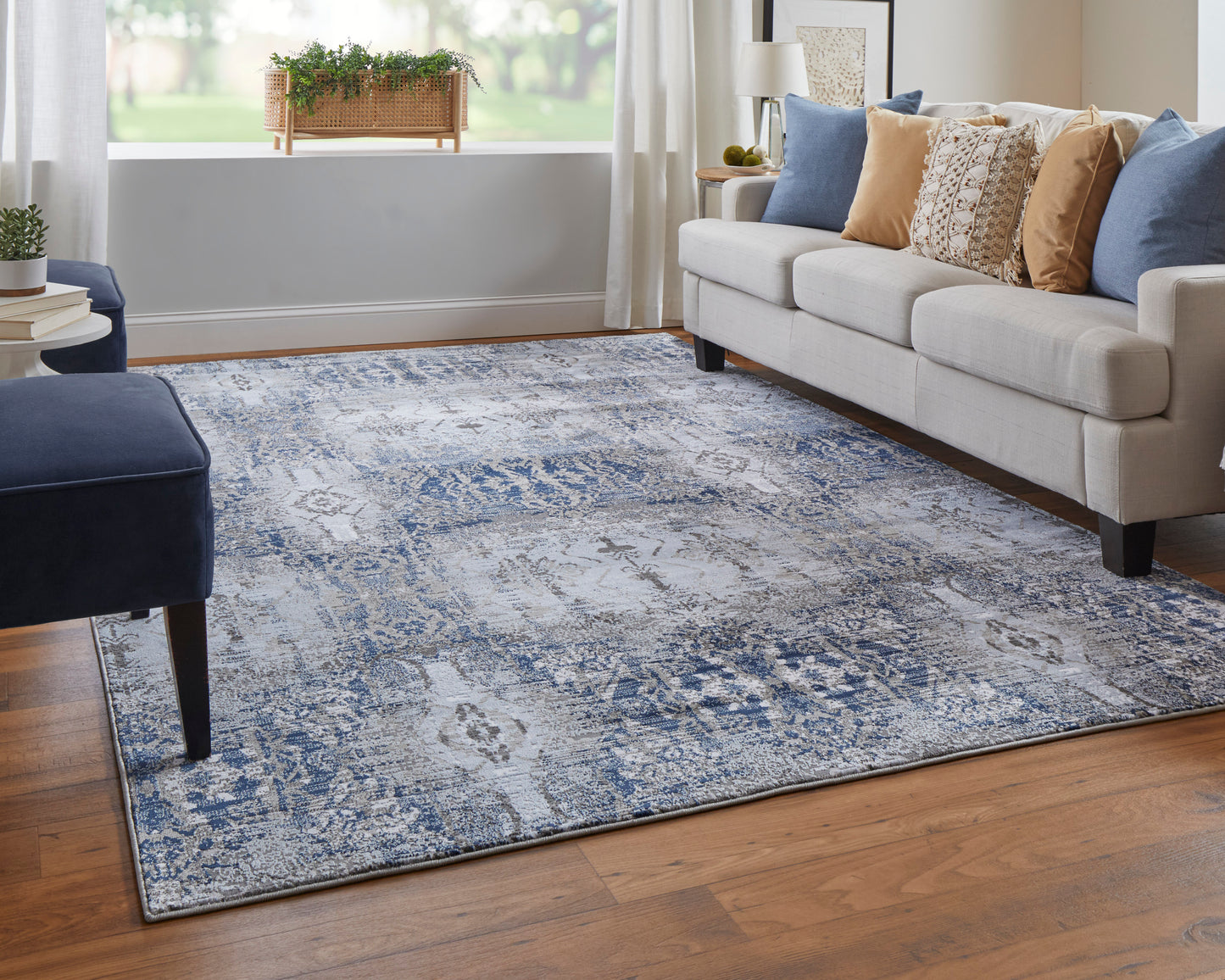 Gaspar Modern Damask, Blue/Gray/Taupe