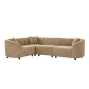 L-Shaped Curved Contemporary Sectional Sofa in Camel: Plush 4-Seater, Sculptural Design & Premium Bouclé Upholstery – Modern Luxury for Spacious Living