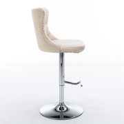 Swivel Barstools Adjusatble Seat Height From 25-33", Modern Upholstered Base Bar Stools With Backs Comfortable Tufted For Home Pub And Kitchen Island (Set of 2)