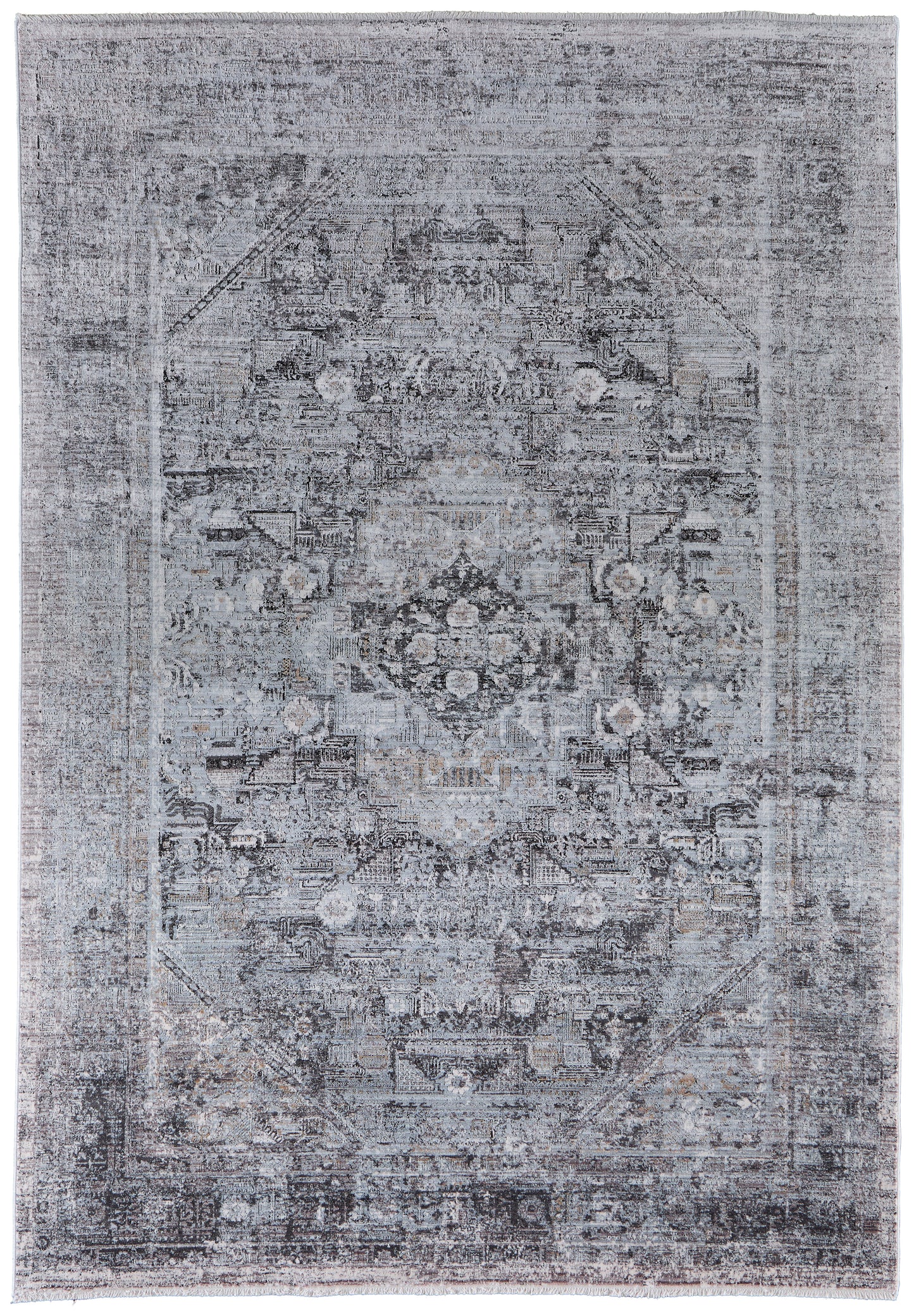 Sarrant Transitional Medallion, Gray/Silver/Ivory