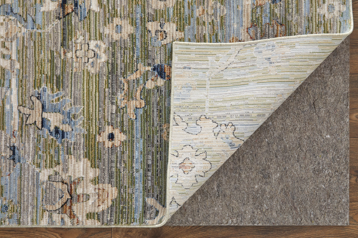 Melrose Traditional Floral & Botanical, Green/Ivory/Blue