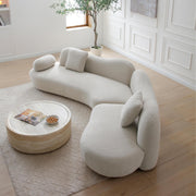 Modern Curved Modular Sofa, Boucle 5-Seater Sofa For Living Room, Bedroom, Beige Color, Crescent Shape And Butterfly Backrest Make The Whole Space Full of Curves, 2 Pillows,W2664S00049-W2664S00118