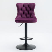 Swivel Barstools Adjusatble Seat Height, Modern Upholstered Bar Stools With Backs Comfortable Tufted For Home Pub And Kitchen Island (Set of 2)