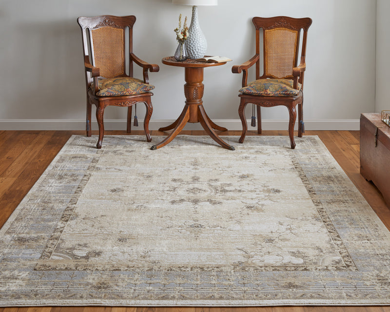 Celene Traditional Bordered, Tan/Brown/Gray