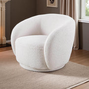 Swivel Accent Chair, Boucle Fabric Upholstered Barrel Chair, Single Sofa Single Armchair for Living Room