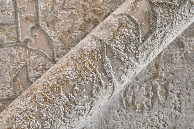 Cadiz Traditional Medallion, Ivory/Gray/Gold