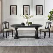 (1 Table+6 Chairs)Mid Century 94.06 Inch Extendable 7 PCS Wooden Dining Table Set for 6 Persons,Curved Dining Table,Modern Large Kitchen Table and Upholstered Dining Chairs for Living Room,Restaurant