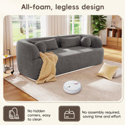 [NEW]86' Chenille Boneless Couch, Upholstered Sofa with Pillows, No Assembly Curved Cloud Couch with High-Density Foam, 3-Seater Luxury Modern Compressed Sofa for Living Room&Apartment