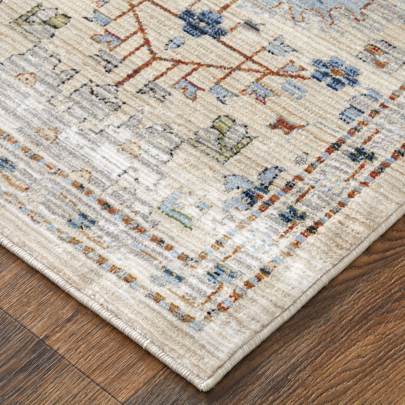 Melrose Traditional Floral & Botanical, Tan/Blue/Red