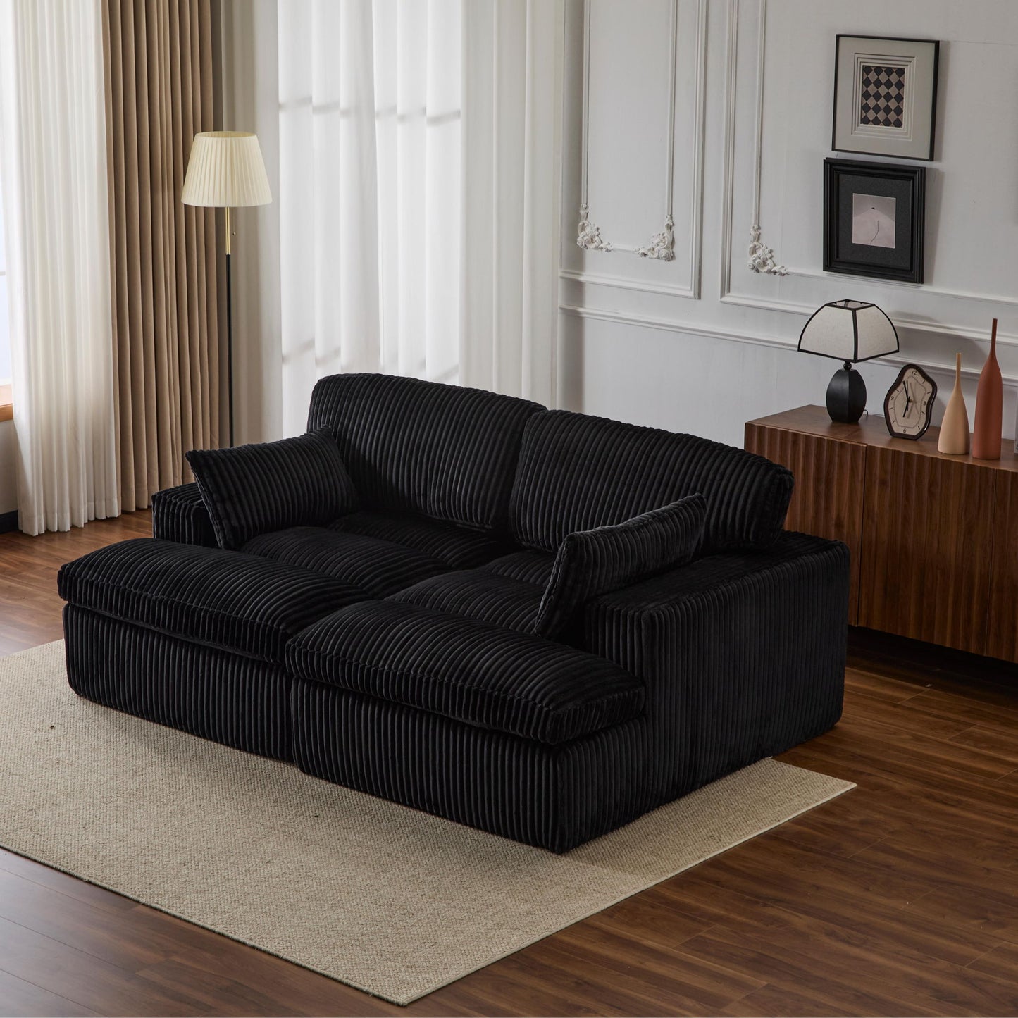 Double Chaise Lounge Chair, Oversized Upholstered Sleeper Cloud Couch