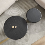 2-Piece Modern Round Coffee Table Set for Living Room,Easy Assembly Coffee Tables, End Side Tables for Leisure Area,Office,Black