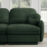 Oversize Chenille L-Shaped Sofa,Deep Seat Sofa Couch with Movable Ottoman,Exquisite round pillows and quilted back cushions,Recessed Base Frame Legs,Easy Assembly,Fits Living Room,Green